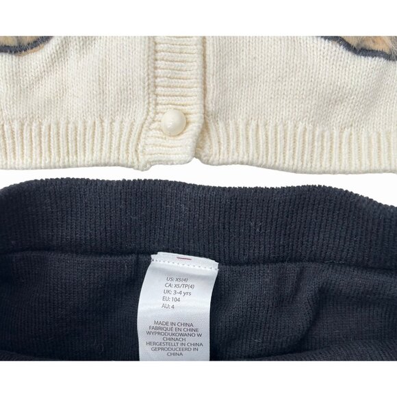 RACHEL ZOE GIRLS XS 4 FURRY LEOPARD KITTY CAT CARDIGAN SWEATER & SKIRT SET - Picture 5 of 8